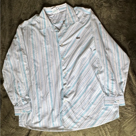 Lacoste Blue and White Striped Shirt Size XL - Picture 1 of 5